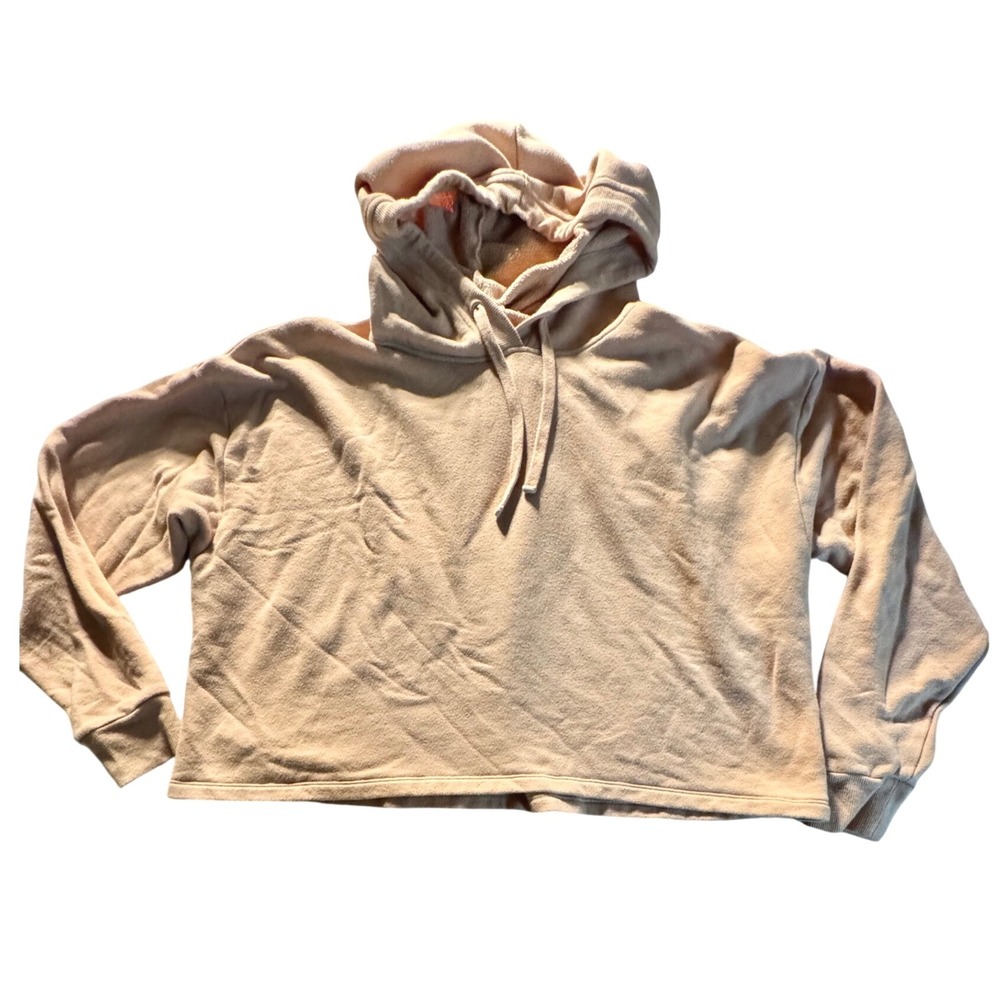 Victoria Sport Pink Cropped Hoodie Sweatshirt Glitter VS Logo‎ Women's L